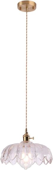 Підвісний світильник люстра 25см скляний абажур лотос у вінтажному стилі з латунним патроном E27, прозорий з регульованою висотою | Зображення 7