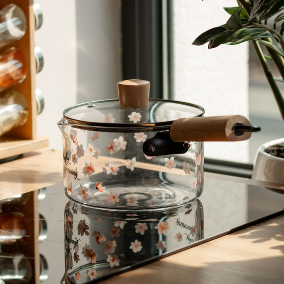 Скляний ківш із кришкою для кухні 1.8 л ручкою і носиком HP-34-19 | Зображення 5