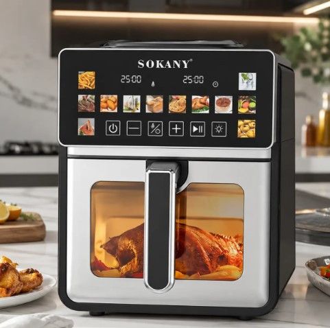 Мультипечь Sokany SK-10140 аэрофритюрница сенсорное управление 7 л 12 автоматических программ 1600 Вт Черный | Зображення 3