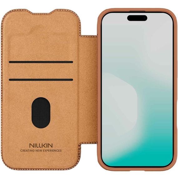 Кожаный чехол-книжка Nillkin Qin Pro Camshield для Apple iPhone 17 (6.3") Brown | Зображення 3