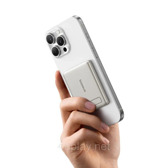 Беспроводной магнитный повербанк Baseus PicoGo AM31 Mini Magnetic Power Bank with Stand 5000mAh 20W Titanium | Зображення 1