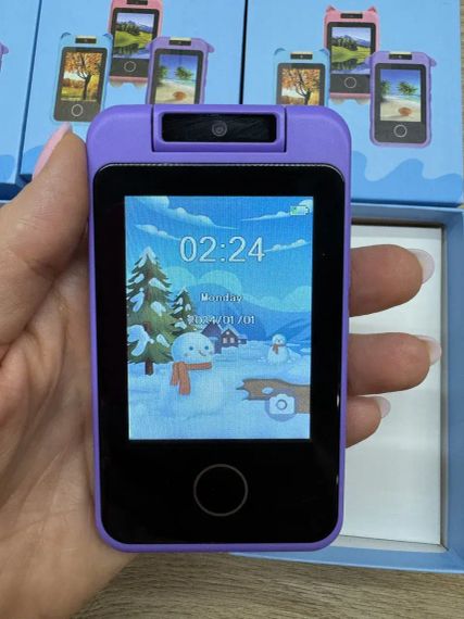 Фіолетовий Телефон Інтерактивний Смартфон із сенсорним екраном Дитяча іграшка з іграми камерою додатками | Зображення 1