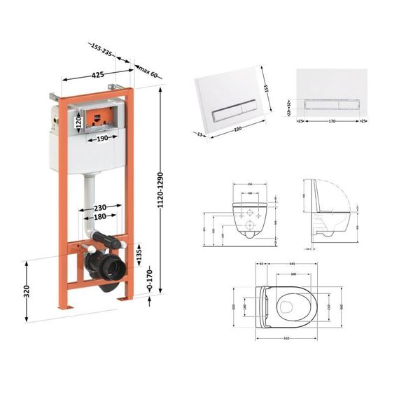 Готове рішення Qtap для ванної кімнати: підвісний унітаз Scorpio Ultra Quiet 520x365x365 + комплект інсталяції Nest 4 в 1 | Зображення 1