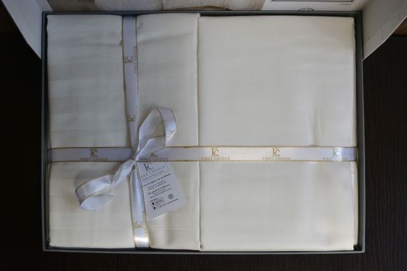 Постельное белье First Choice Cotton Satin 200х220 Broad Line Cream | Зображення 1