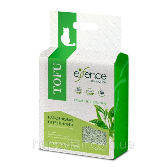 Наполнитель гигиенический Essence для кошачьего туалета натуральный из тофа с ароматом зеленого чая гранула 2 мм 6 л
