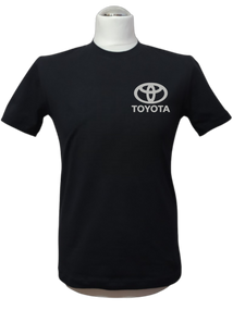 Чоловіча футболка трикотажна чорний із вишивкою логотипа марки Toyota автомобілісту 70