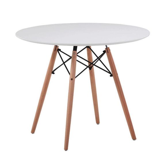 Стіл Етна МДФ білий круглий 80 см, дизайн Eames DSW Table