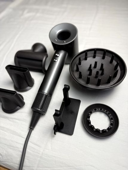 Фен Super Hair Dryer сірий з іонізацією та турборежимом 5 насадок