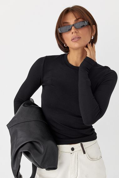 Однотонний еластичний лонг - чорний цвет, L (є розміри)