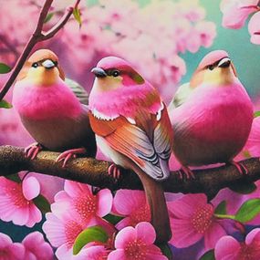 Алмазная мозаика "Цветущая симфония птиц" HEE16350 30х30 см