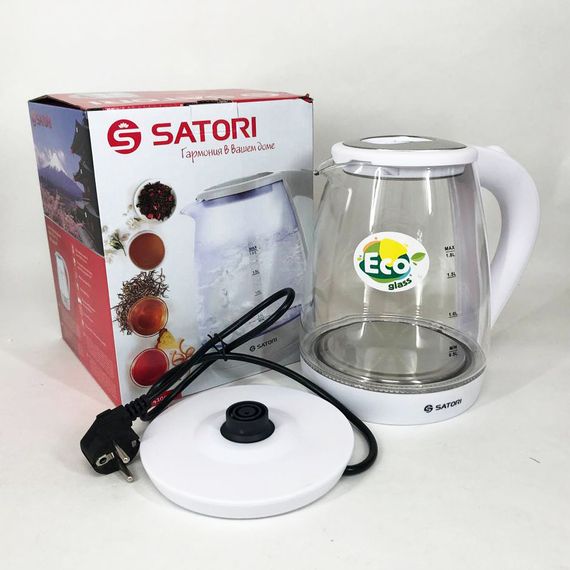Електрочайник Satori SGK-4105-WT 1.8 л 1500 Вт, стильний електричний чайник, чайники з підсвічуванням | Зображення 5