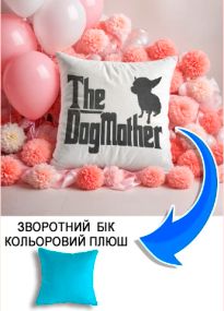 Подушка плюшева Мерч Крафт Дизайн з принтом dogmother блакитний плюш квадратна 33х33 см