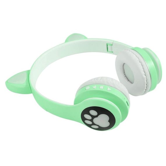 Беспроводные наушники с кошачьими ушками и RGB подсветкой Cat VZV 23M. Цвет: зеленый | Зображення 7