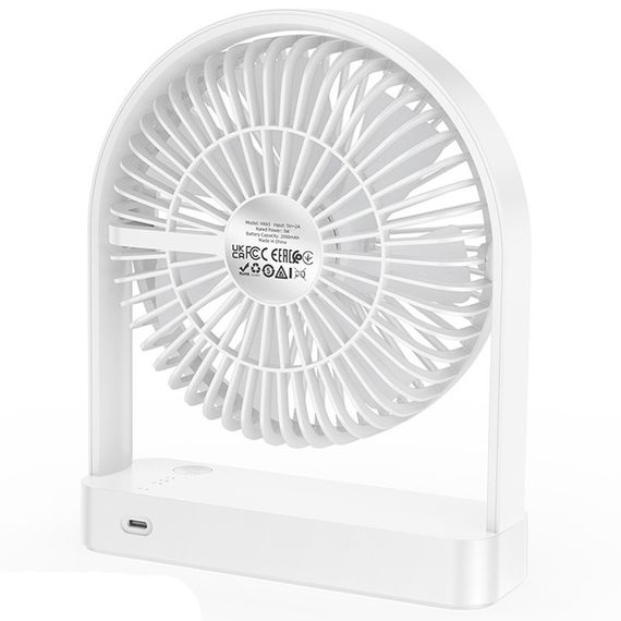 Настольный вентилятор Hoco HX65 ultra-thin desktop fan 2000 mAh White | Зображення 4