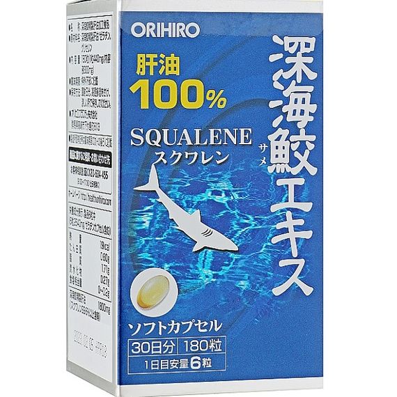 Масло из печени акули Orihiro Squalene 300 mg 180 Caps