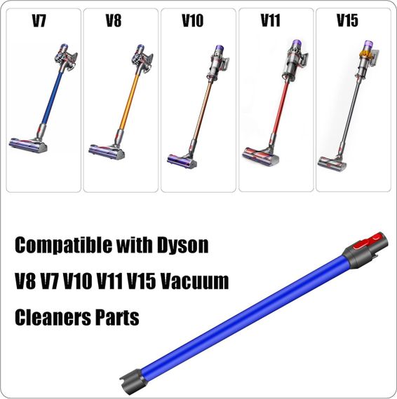 Телескопическая удлинительная трубка для Dyson V7, V8, V10, V11, V15, алюминиевая 73 см, с контактами, синяя | Зображення 1
