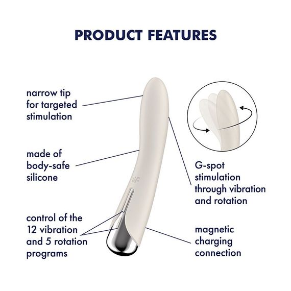 Вібратор точки G з обертанням Satisfyer Spinning Vibe 1 Beige, 2 мотори | Зображення 6