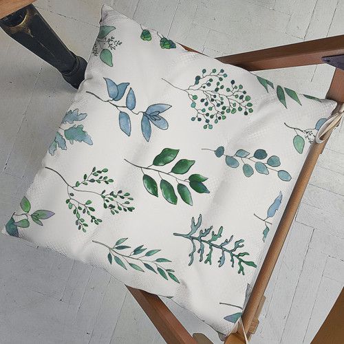 Подушка на стул с завязками Разные веточки 40x40x4 см (PZ_23F021)