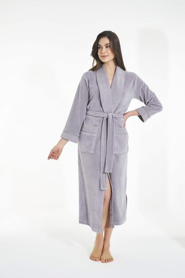 Женский велюровый халат Nusa 0503 лавандовый 2XL | Зображення 1