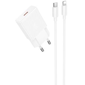 МЗП Hoco N72 Speed ultra-thin PD20W (1USB-C) + кабель Type-C to Lightning White