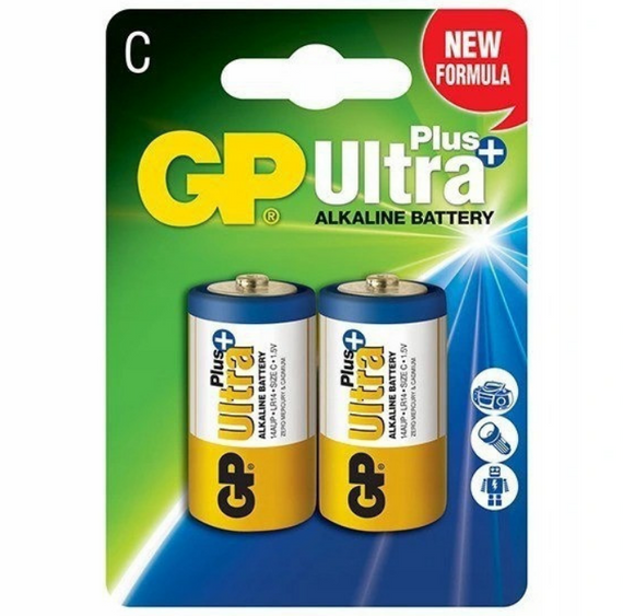 Батарейка лужна C/LR14 (бл-2шт) GP Ultra Plus