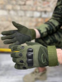 Перчатки тактические олива с прорезиновыми вставками