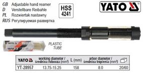 Развертка регулируемая зенкер 13,75-15,25 х 158 мм Польша YATO YT-28957