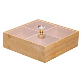 Менажница деревянная на 4 секции с крышкой для закусок 22×22×8 (см) квадратная HB-40-2