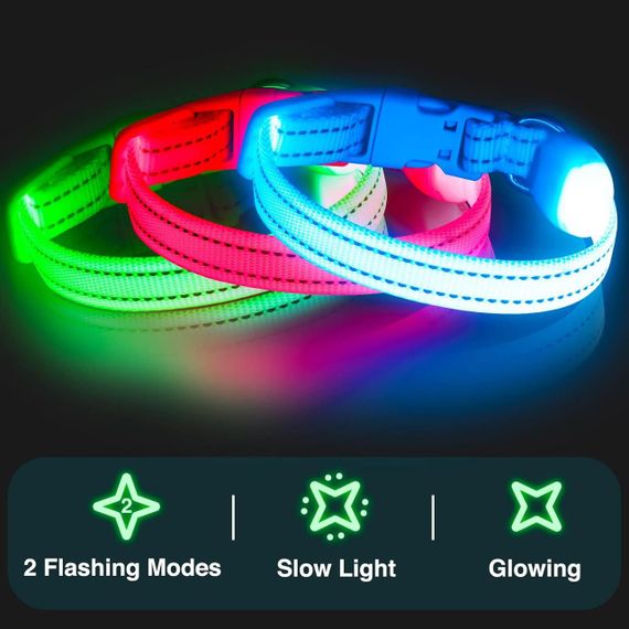 Нашийник для собак світний світлодіодний нашийник для собак, що перезаряджається через USB, водонепроникний | Зображення 1