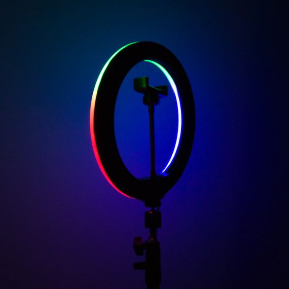 Кольцевая светодиодная LED лампа RGB Arc Ring 13" + tripod 2,1m Black | Зображення 2