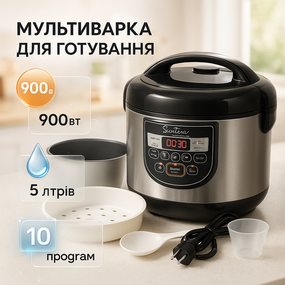 Мультиварка з невеликою вагою та розмірами Suntera AS-1010S 900 Вт, Мультиварка з великою чашею MO-35