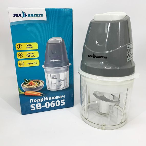 Подрібнювач чопер SeaBreeze SB-0605 електричний кухонний 500 Вт 0.7 л для овочів і м'яса | Зображення 2