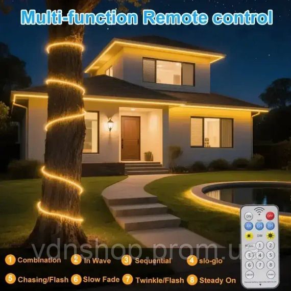 LED гирлянда с солнечной батареей 10 м (теплый белый свет) | Зображення 3