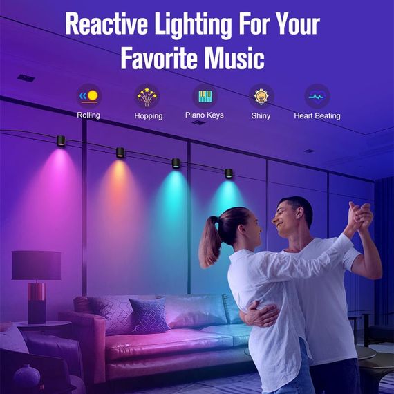 Настінна LED лампа RGB Intelligent wall lamp 4 pcs with Bluetooth European plug with app Black | Зображення 1