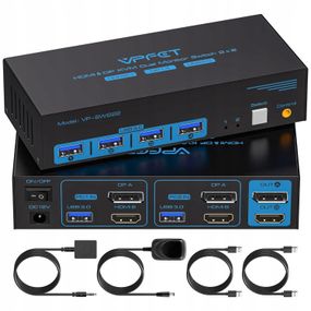 KVM-переключатель на 2 мониторы с 2 ПК USB 3.0 HDMI-совместимый 4K@60Hz 2K@144Hz, VPFCT VP-SW222