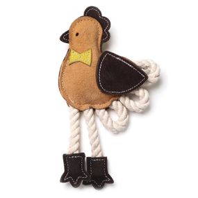 Іграшка для собак DoggyMan Leather Chicken With Rope, 21 см