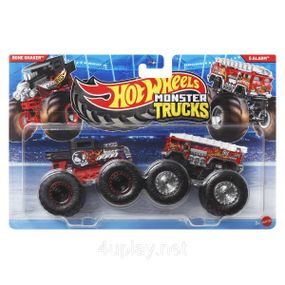 Подарочный набор 2 монстр-трака Хот Вилс Оригинал Hot Wheels Monster Trucks Bone Shaker vs 5 Alarm