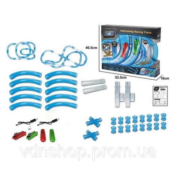 Светящиеся трубопроводные гонки CHARIOTS SPEED PIPES трубопроводный автотрек гоночный трек (37 деталей) | Зображення 9
