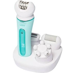 Епілятор жіночий акумуляторний 5в1 зі змінними насадками VGR V-751 Зелений
