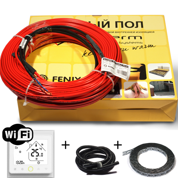Тёплый пол комплект Wi-Fi терморегулятор + нагревательный кабель in-therm ECO PDSV20 в стяжку от 6,4 м² до | Зображення 1