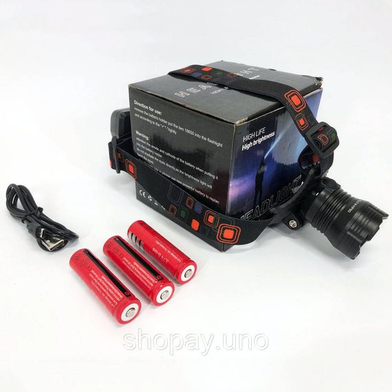 Налобный фанарь X-Balong XQ-218-HP50, Фонарь налобный для рыбалки Police, Фонарик на голову для работы GL-89 | Зображення 3