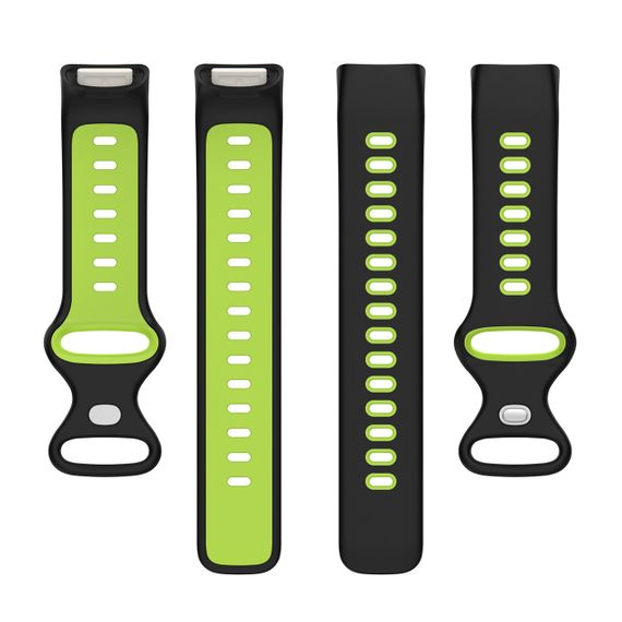 Силиконовый ремешок Primolux Sport для фитнес браслета Fitbit Charge 5 / Charge 6 - Black&Lime / размер М | Зображення 4