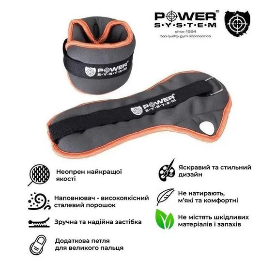 Обважнювачі-манжети для ніг та рук Power System PS-4043 Wrist Weights (2 шт*0.5 кг) (PS-4043_Grey) | Зображення 8