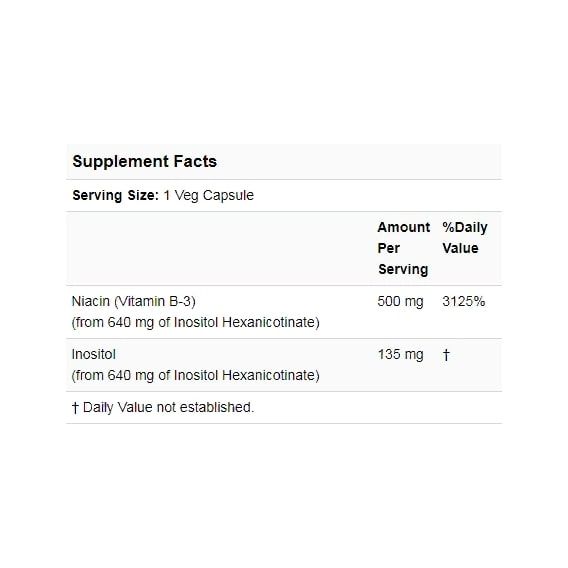 Ніацін NOW Foods Flush-Free Niacin 500 mg Double Strength 90 Veg Caps NF0498 | Зображення 2