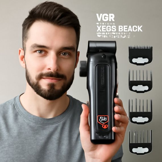 Акумуляторна машинка для стрижки VGR V-138 BLACK, 7000 об/хв, 2500 mAh, LED-дисплей, 4 насадки (46067-V-138_1015) | Зображення 9