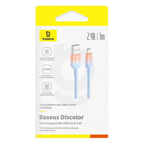 Дата кабель Baseus Discolor Series Fast Charging USB to Lightning 2.4A (1m) (P10374900) Galaxy Blue | Зображення 7