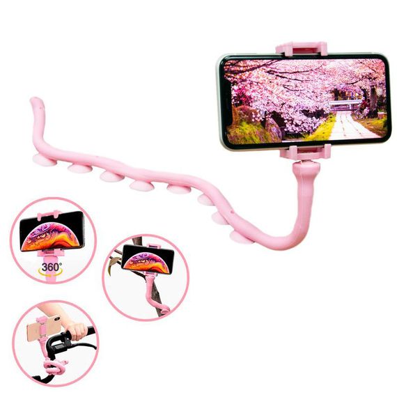 Гнучкий тримач для телефону з універсальними присосками Cute Worm Lazy Holder. Колір: рожевий CB-88 | Зображення 3