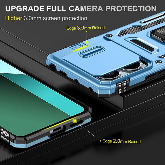 Ударопрочный чехол Camshield Army Ring для Xiaomi Redmi Note 13 4G Голубой / Light Blue | Зображення 2