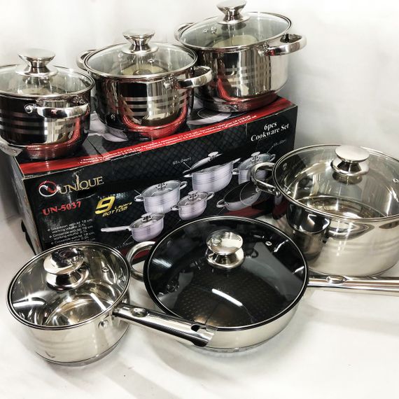 Набір посуду UNIQUE UN-5037 12 предметів (16; 16; 18; 20; 24; сковорода 24 см) | Зображення 6