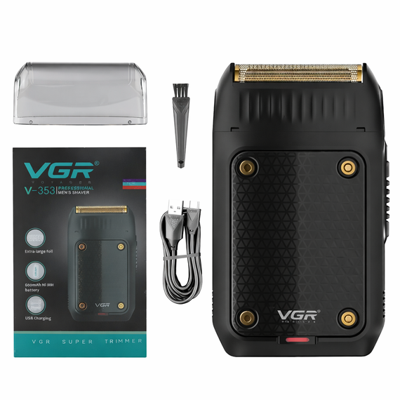 Електробритва портативна VGR V-353 з USB, Чорна/Професійна чоловіча машинка для гоління